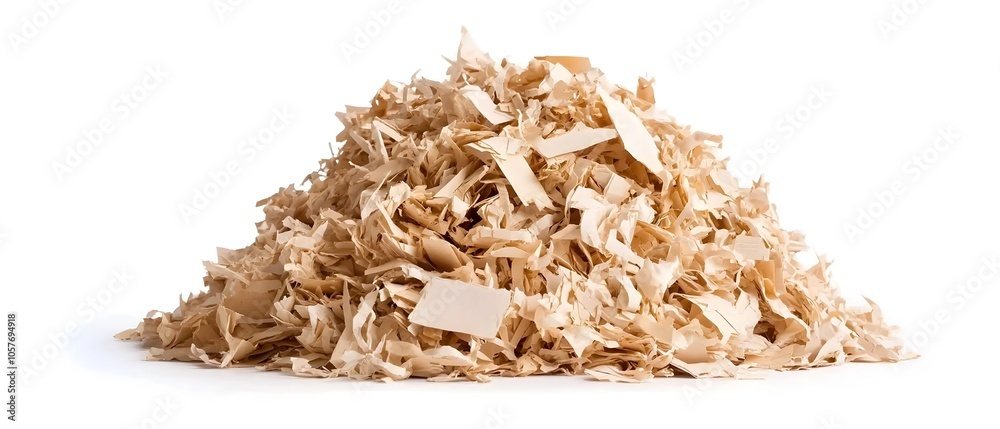 Poster a large pile of shredded paper ready to be collected and transported to a local recycling plant for 