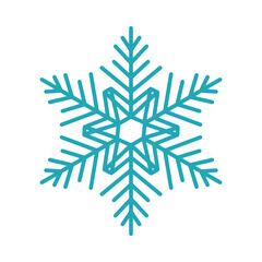 Beautiful snowflake, detailed hand drawn flat vector illustration. Graphic outline doodle drawing. Christmas and New Year symbol. Unique snowflake silhouette icon for frosty winter designs and decor