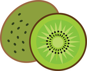Cartoon illustration of kiwi,showcasing simple, minimalistic,stylized vector,colorful design.ideal for food-related designs or healthy eating themes.