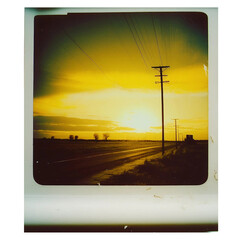 AN OLD POLAROID PHOTO, YELLOW SUNSET 1