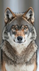 Fototapeta premium A wolf stares directly at the camera with a serious expression