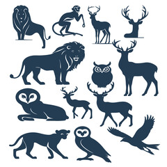 silhouettes set animal