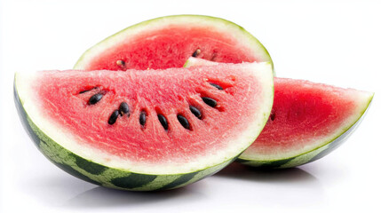 refreshing sliced watermelon with red flesh and black seeds