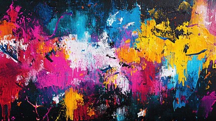 Vibrant Abstract Acrylic Art with Neon Color Splashes