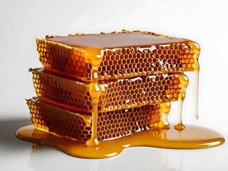 Stacked Honeycomb Dripping Golden Honey