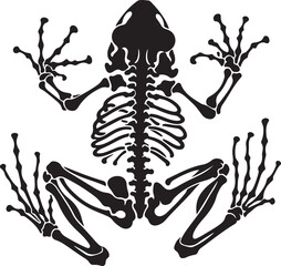 skeleton of frog animal silhouette vector art illustration