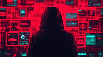 Hacker Working on Security Breach at Computer Terminal