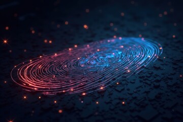 Futuristic digital fingerprint technology concept for security and identification systems.