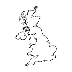 Outline vector map of United Kingdom. Simple United Kingdom border map.
