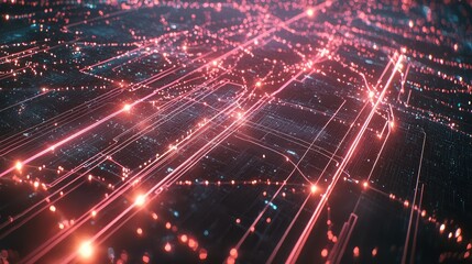 Obraz premium Dynamic Network Grid Illustrating Data Flow and Connections