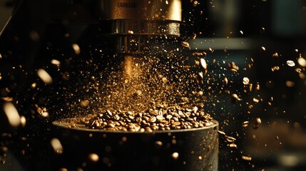 Freshly Roasted Coffee Beans in Motion