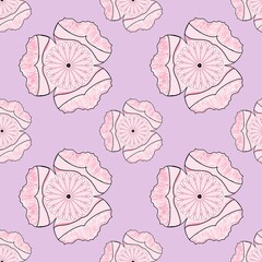 Pink floral and pink background seamless pattern 