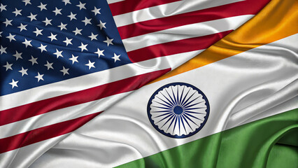 The flags of the United States and India are displayed side by side, symbolizing friendship, diplomacy, and international cooperation between the two nations.