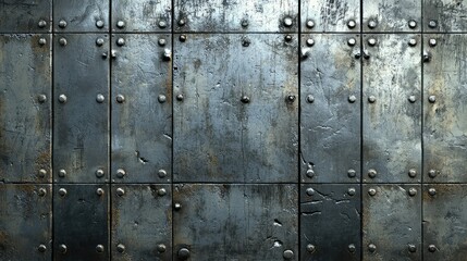 Fototapeta premium Textured Metal Wall with Rivets and Scratches