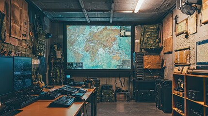 Tactical Briefing Room with Digital Map Overlay