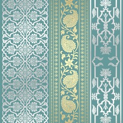 wedding card design, traditional paisley floral pattern , royal India	