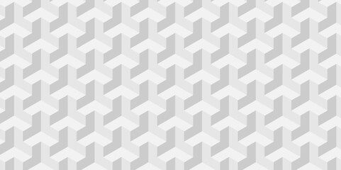 Vector Minimal cubes geometric tile and mosaic wall grid backdrop hexagon technology wallpaper background. white and gray block cube structure backdrop grid triangle texture vintage design.