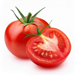 tomato vegetables isolated on white or transparent background fresh and juicy whole tomatoes and cut half ideal for healthy eating