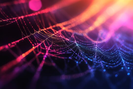 Colorful scatter plot, neon dots, futuristic background, conceptual art