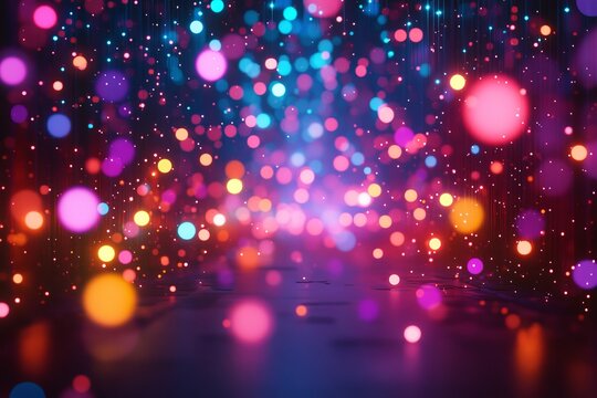 Colorful scatter plot, neon dots, futuristic background, conceptual art
