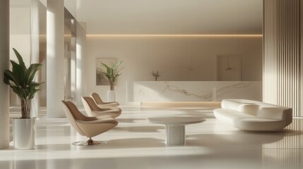 Fototapeta premium Minimalist Lobby Interior Design