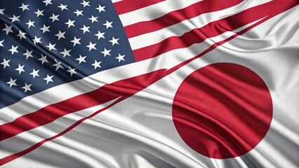 Close-up of the American and Japanese flags intertwined, symbolizing international cooperation and diplomacy. The image conveys a sense of unity and partnership between the two nations.