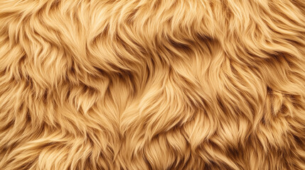 Naklejka premium Close-up texture of wavy golden brown fur with natural light reflections and soft, detailed patterning