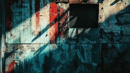 Urban Graffiti on Metal Wall in Cityscape
