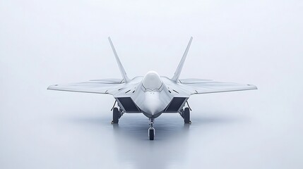Fototapeta premium A front view of a fighter jet with a white background.