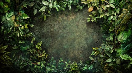 Dense Jungle Background with Green Foliage and Vines