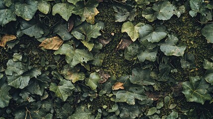 Green Camouflage Background with Forest Elements