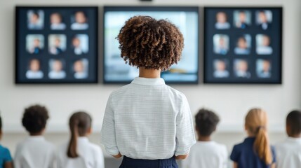 Teacher Explains Concepts to Students via Video