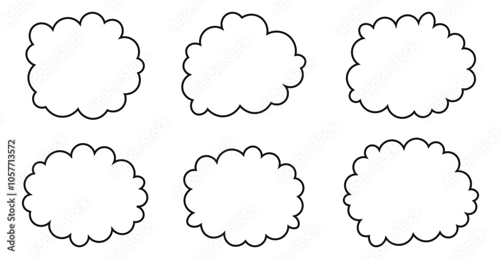 Wall mural line clouds communication speech bubble frame collection flat design vector