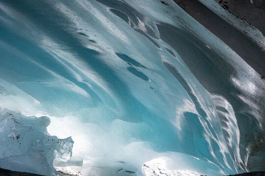 Ice cave in the glacier of Langgletscher at L&ouml;tschental in Wallis, Switzerland