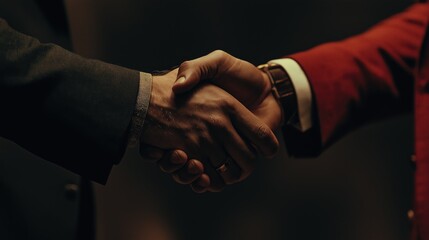 Handshake of businessmen. Men in suits shaking hands, close-up. Close-up of male handshake.
