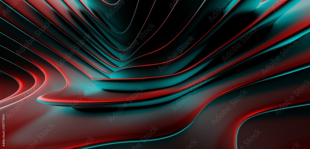 Poster abstract dark background curved pattern in design 3d render