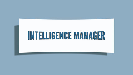 Intelligence Manager. A card isolated on blue background.
