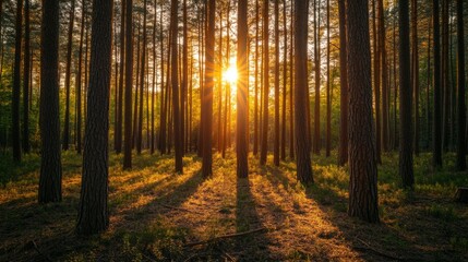 Obraz premium A forest with trees in the foreground and background