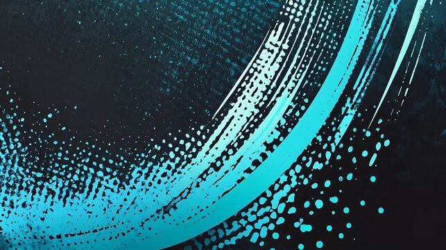 Abstract blue and white brushstroke on a black background.