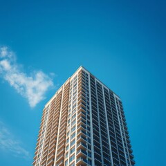 Top of residential building on blue sky background Condominium  