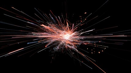 Abstract explosion of light and energy on a black background.