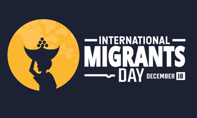 International Migrants Day. December 18. Holiday concept. suitable for placard, background, Greeting Card, Poster design template with text inscription, standard Social Media Post.