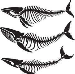 set of skeleton of whale silhouette vector art illustration © Mohaiminul