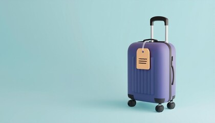 Explore the essentials of travel a stylish purple suitcase ready for your next adventure with a luggage tag