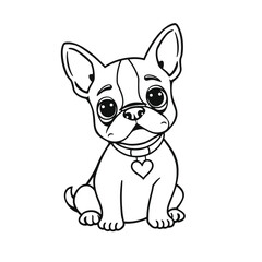Obraz premium a black and white line drawing of a small dog, specifically a Boston Terrier