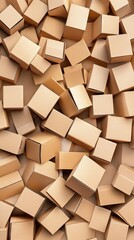 Exploring a creative flat lay of randomly placed cardboard boxes arranged on a clean white background for promotional purposes