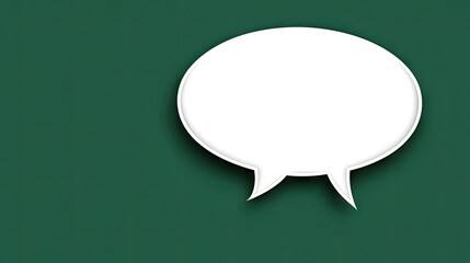 A vibrant green backdrop highlights a white speech bubble representing communication and conversation in a modern design