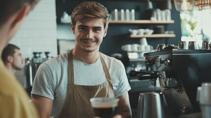 Fototapeta premium Barista Explaining Coffee Brewing Techniques