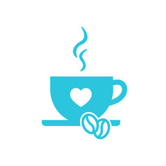 Freshly Ground Coffee Cup Icon. Isolated on white background. From blue icon set.