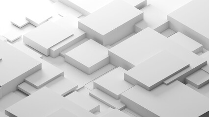 abstract geometric background shapes white square in relief, both high and low used to add different messages to visuals or backdrop images.,3d rendering